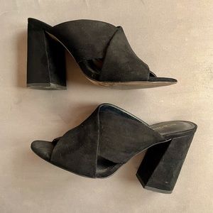 BCBGeneration Black Suede Cross Heels